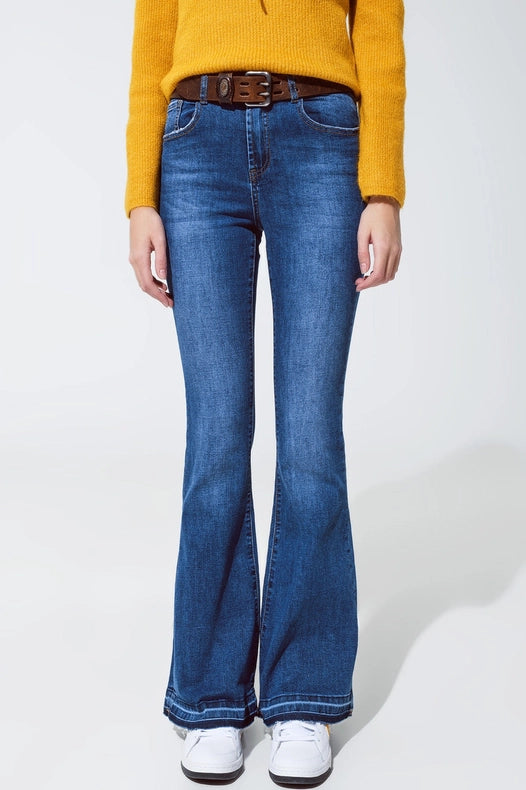 Medium Blue Skinny Flared Jeans