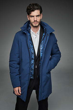 Men Long padded down jacket ARCHIE RAF BLUE