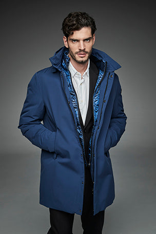 Men Long padded down jacket ARCHIE RAF BLUE