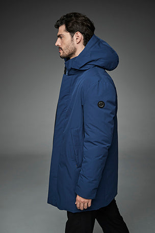 Men Long padded down jacket ARCHIE RAF BLUE