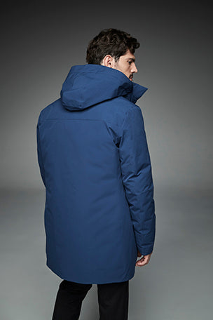 Men Long padded down jacket ARCHIE RAF BLUE