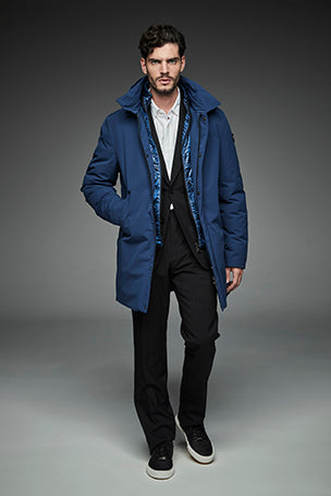 Men Long padded down jacket ARCHIE RAF BLUE