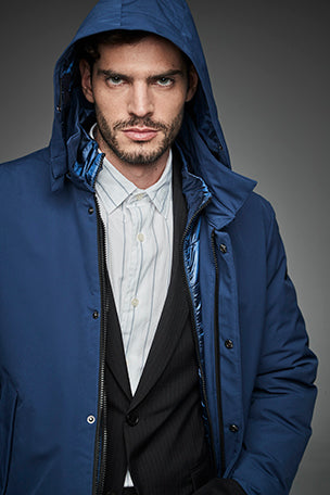 Men Long padded down jacket ARCHIE RAF BLUE