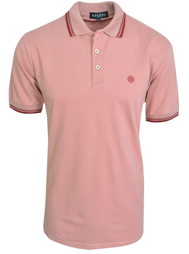 Men Polo T-shirt Light Red-T-shirts For Men-Spazio-S-Urbanheer