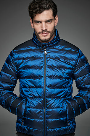 Men Short bomber style down jacket MURRAY Blue