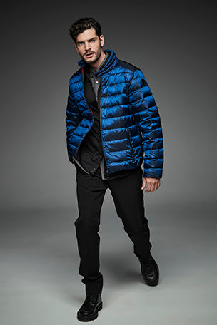 Men Short bomber style down jacket MURRAY Blue