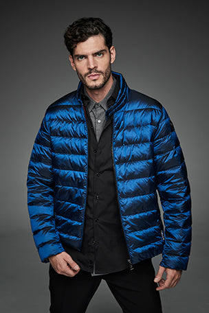 Men Short bomber style down jacket MURRAY Blue