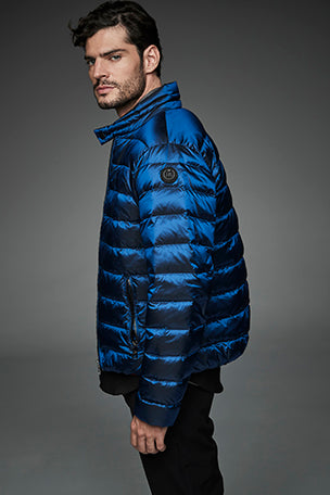 Men Short bomber style down jacket MURRAY Blue