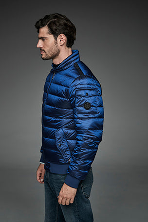 Men Short bomber style down jacket MURRAY Blue