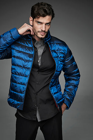 Men Short bomber style down jacket MURRAY Blue