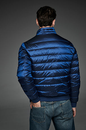 Men Short bomber style down jacket MURRAY Blue