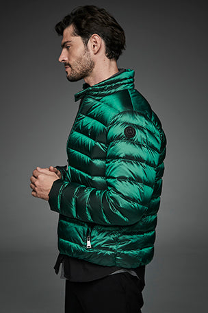 Men Short bomber style down jacket MURRAY Green Forest