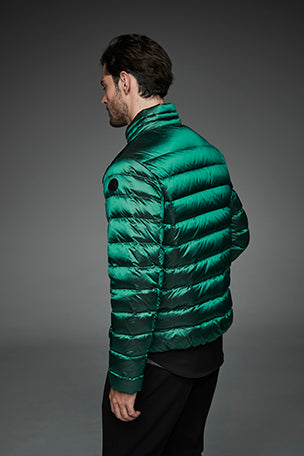 Men Short bomber style down jacket MURRAY Green Forest