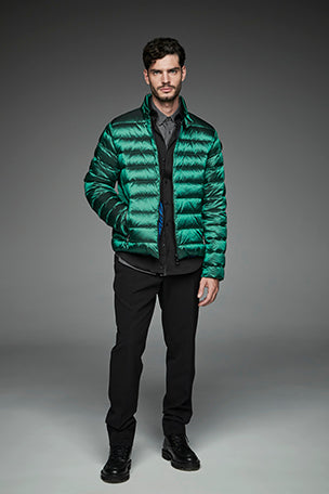 Men Short bomber style down jacket MURRAY Green Forest