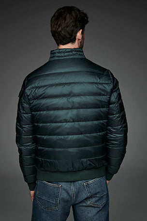 Men Short bomber style down jacket MURRAY-I Petroleum Green