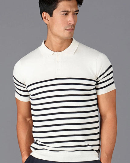 Mens 100% Ultra Fine Cotton Breton Short Sleeve Polo Shirt