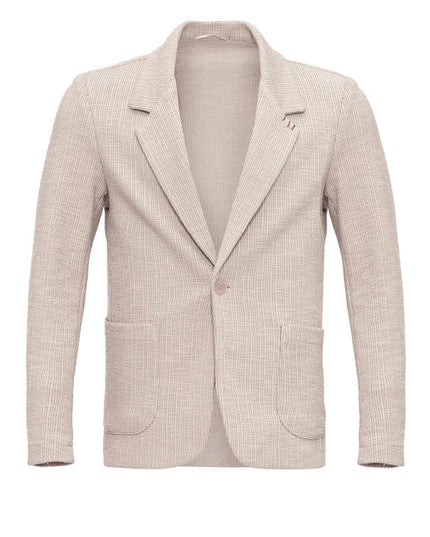 Men's Beige Textured Plain Blazer