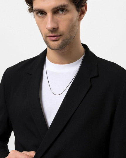 Men's Black Single-Button Double-Breasted Blazer