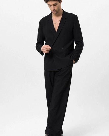 Men's Black Single-Button Double-Breasted Blazer