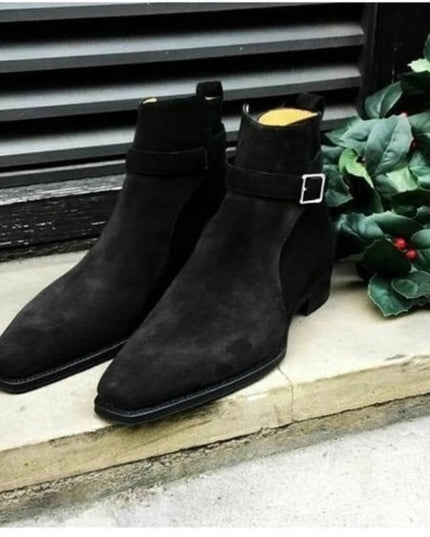 Men's Black Suede Leather Jodhpur Boots