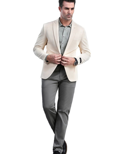 Men's Blazers Skinny Fit Knit Dinner Jacket, Light Tan