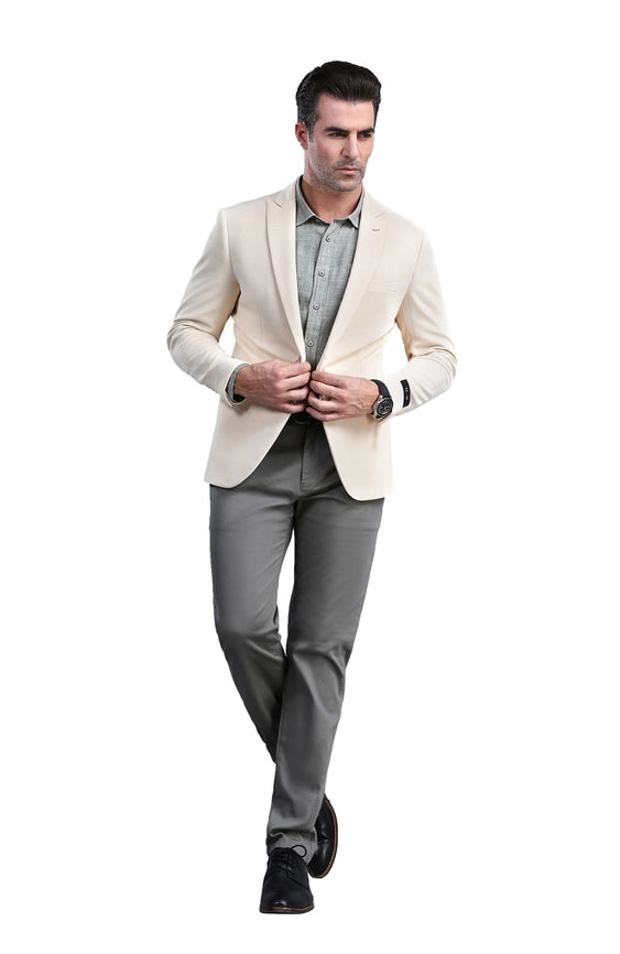 Men's Blazers Skinny Fit Knit Dinner Jacket, Light Tan