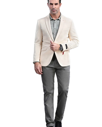 Men's Blazers Skinny Fit Knit Dinner Jacket, Light Tan