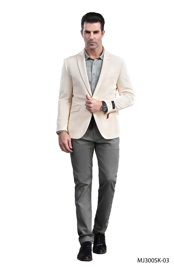 Men's Blazers Skinny Fit Knit Dinner Jacket, Light Tan