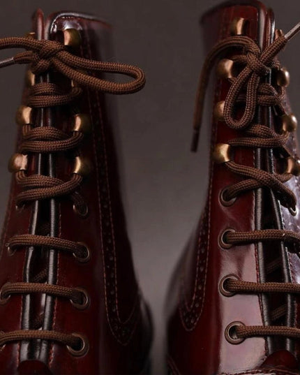 Men's Brown Patina Leather Wingtip Ankle High Boots