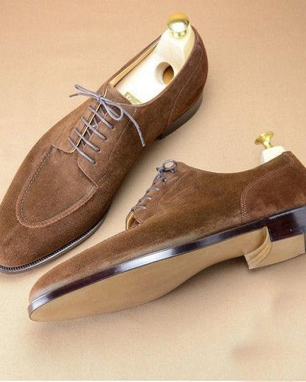 Men's Brown Suede Slip Toe Formal Dress Shoes