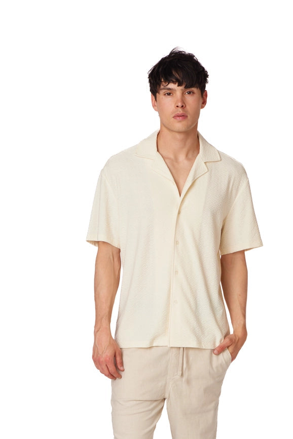 Men's Crochet Textured Short Sleeve Summer Shirt (4011)