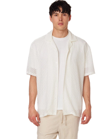 Men's Crochet Textured Short Sleeve Summer Shirt (4018)