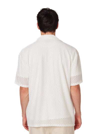 Men's Crochet Textured Short Sleeve Summer Shirt (4018)