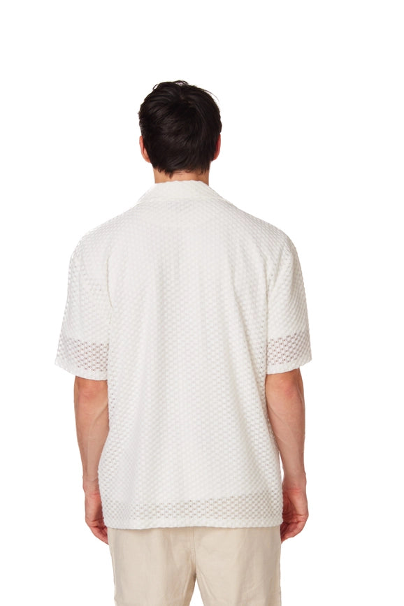 Men's Crochet Textured Short Sleeve Summer Shirt (4018)