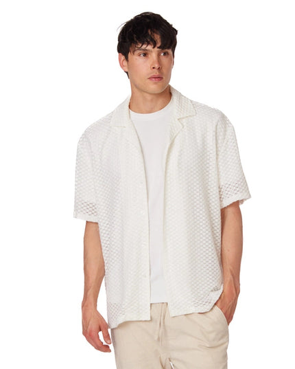 Men's Crochet Textured Short Sleeve Summer Shirt (4018)