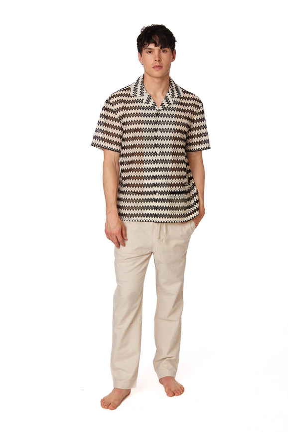 Men's Crochet Textured Short Sleeve Summer Shirt (4021)