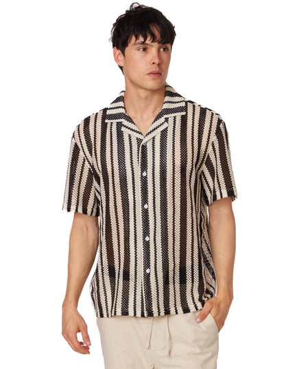 Men's Crochet Textured Short Sleeve Summer Shirt (4026)