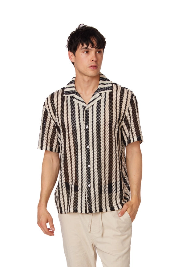 Men's Crochet Textured Short Sleeve Summer Shirt (4026)