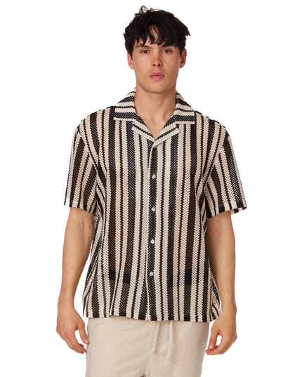 Men's Crochet Textured Short Sleeve Summer Shirt (4026)