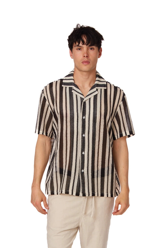 Men's Crochet Textured Short Sleeve Summer Shirt (4026)