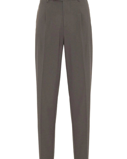 Men's Dark Khaki High Waist Zippered Trousers