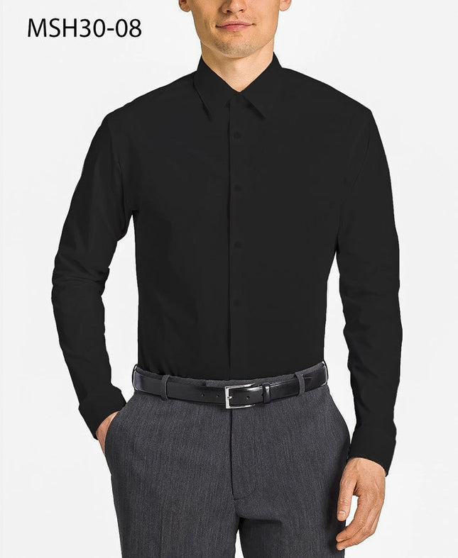 Men's Dress Shirts Jet Black Solid Button Down