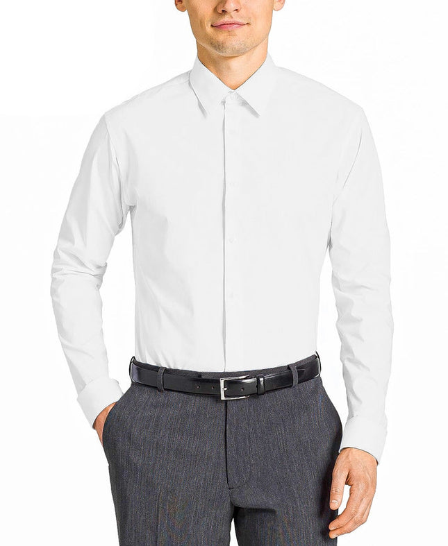 Men's Dress Shirts, Snow White Solid Button Down