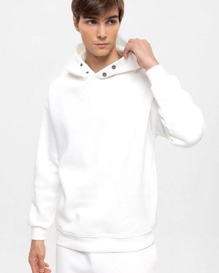 Men's Ecru Oversize Hooded Sweatshirt