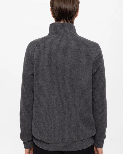 Men's Grey Half Zipper High Collar Sweater