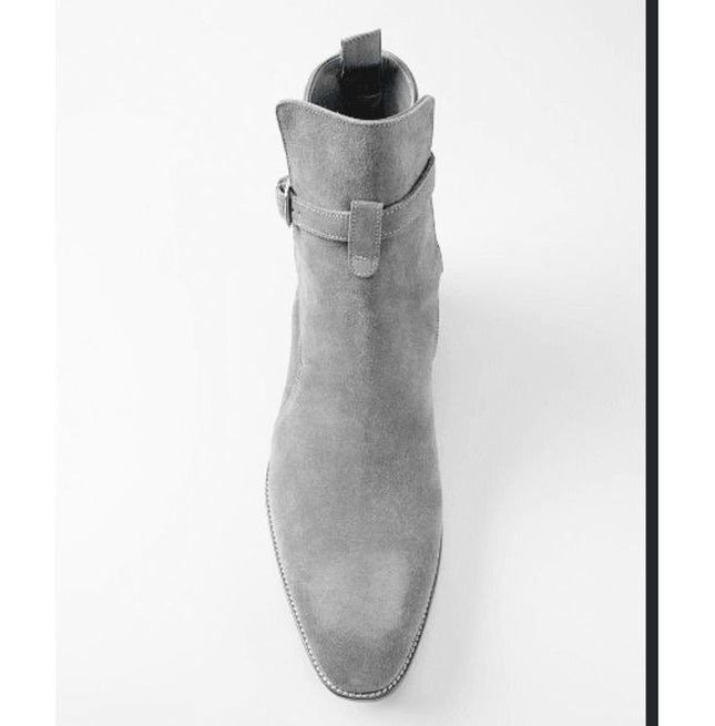 Men's Grey Suede Ankle High Jodhpur Boots