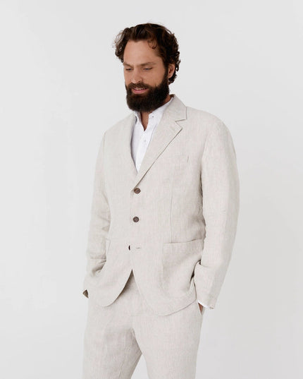 Men's Heavyweight Linen Blazer Salvador in Natural Melange