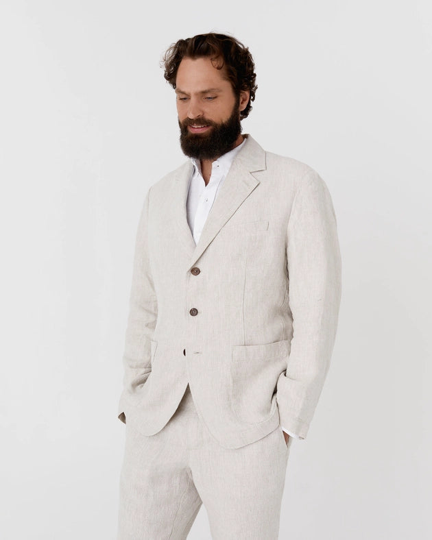 Men's Heavyweight Linen Blazer Salvador in Natural Melange