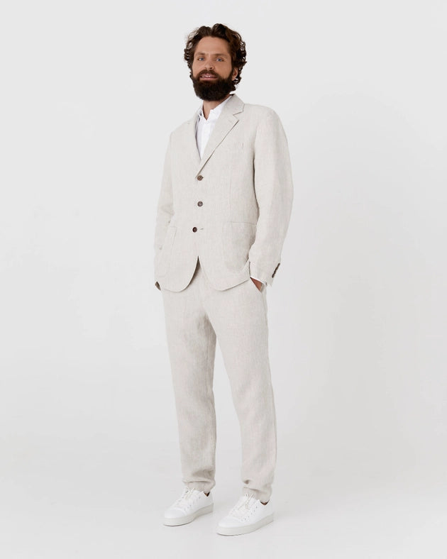 Men's Heavyweight Linen Blazer Salvador in Natural Melange