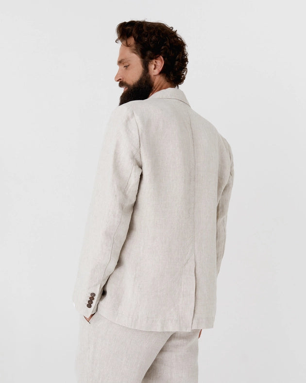 Men's Heavyweight Linen Blazer Salvador in Natural Melange